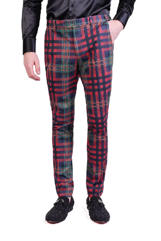 Barabas CP201 GRIP SPOT Tiger Checkered Slim Fit Dress Pant Casual Drawstring Pants