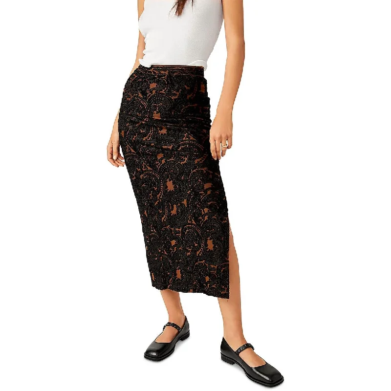 Free People Womens Rosalie Paisley Velvet Maxi Skirt linen skirt light