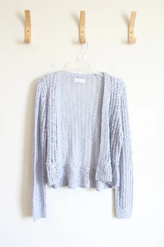 Lauren Conrad Light Blue Crochet Cardigan | M Rayon Fabric Velvet Fabric Corduroy Fabric