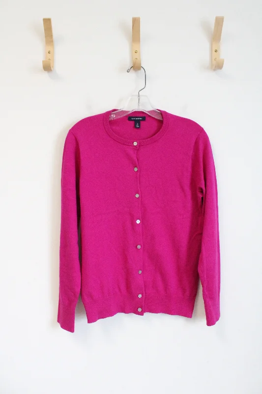 Lands' End Pink Button Down Cardigan | S Hooded Cardigan Collared Cardigan Shawl Collar