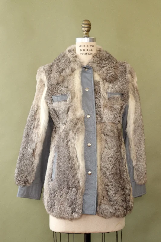 Silver Rabbit Fur Jacket S Satin Jacket Silk Jacket Chiffon Jacket