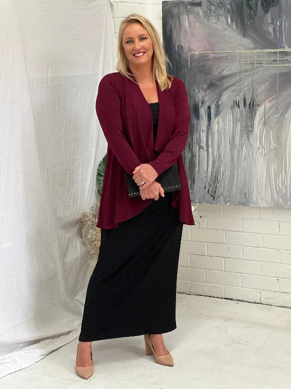 Kulani Burgundy Jersey Cardigan Terry Terry Cloth Terry Knit