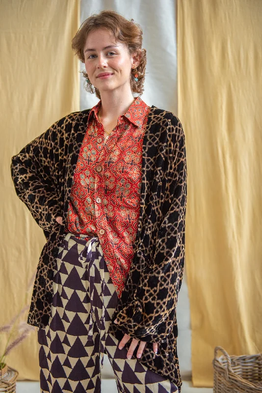 Silk Velvet Kimono Jacket - Black Silver Lace Jacket Ribbed Jacket Sequined Jacket