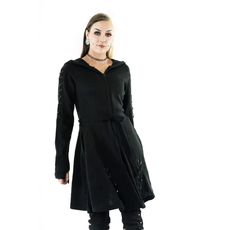 FIALKA CARDIGAN - BLACK Hooded Cardigan Collared Cardigan Shawl Collar