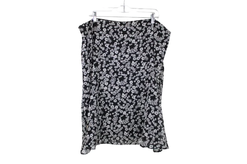 Villager Black Floral Chiffon Skirt | 18W denim skirt classic