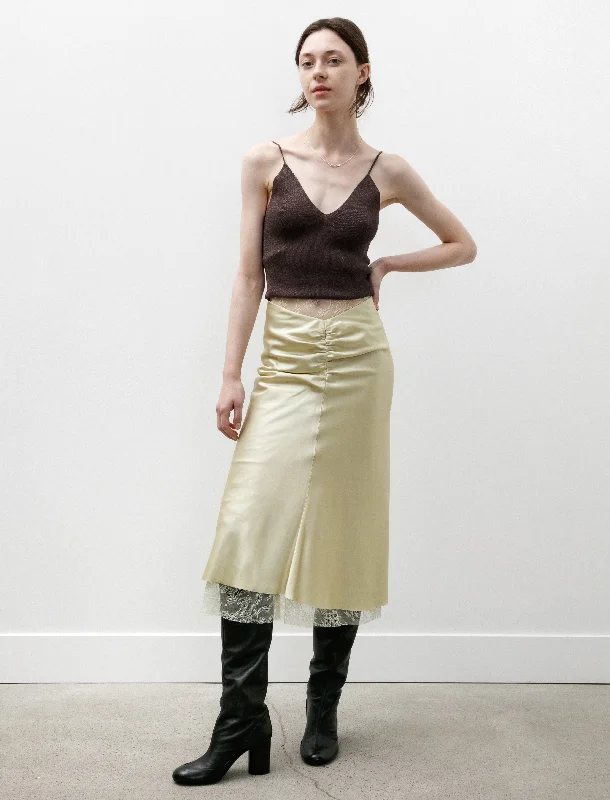 Satin Midi Skirt Vanilla Yellow corduroy skirt textured