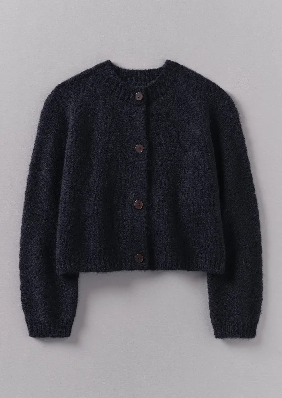 Dolman Sleeve Cardigan | Dark Navy Striped Floral Plaid
