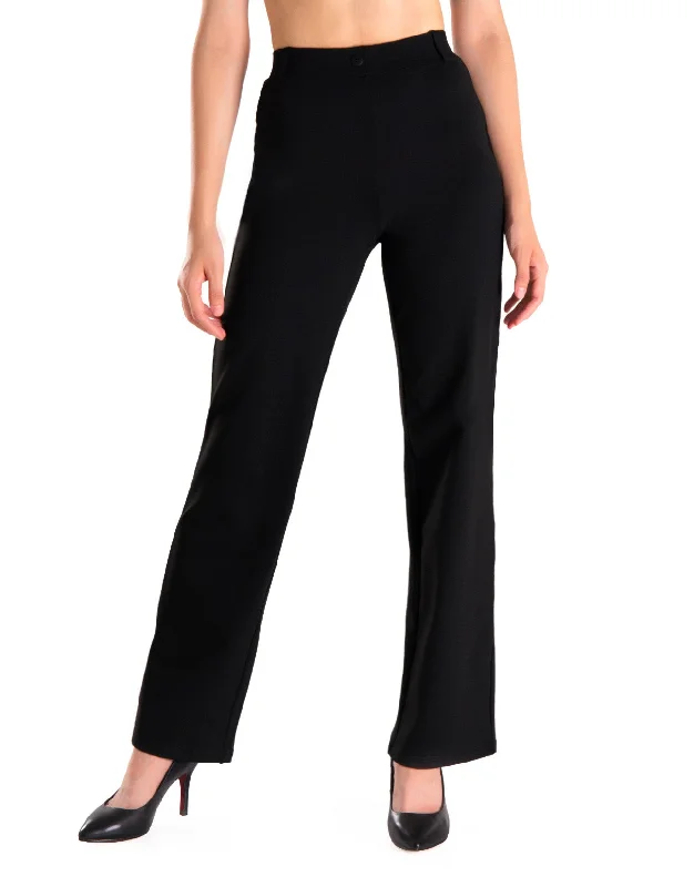 Wide Leg Yoga Dress Pants, Back Pockets Soft Stretch Leggings