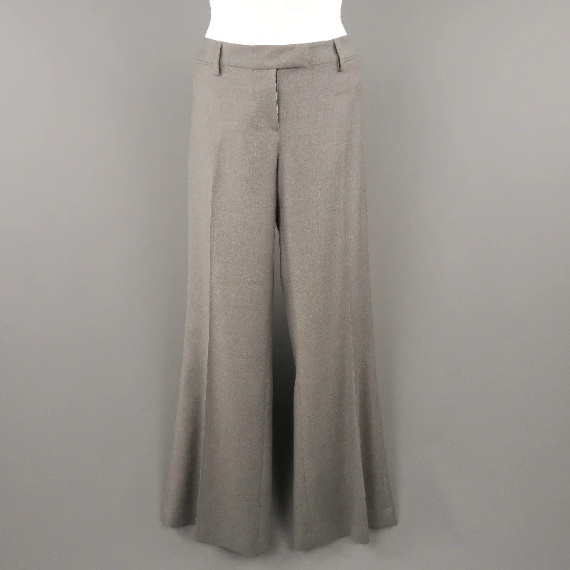 EMILIO PUCCI Size 10 Gray Virgin Wool  Wide Leg Dress Pants Elegant Wool Trousers
