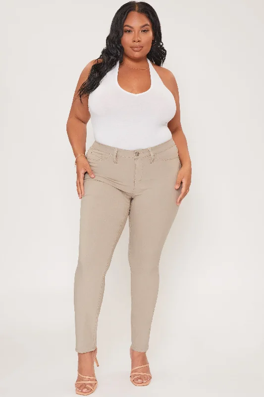 Women's Plus Hyperstretch Skinny Pants, Taupe Chic Black Leggings