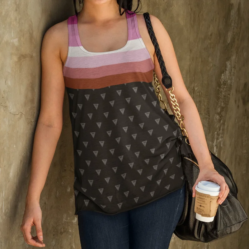 65 MCMLXV Women's LGBT Lesbian Pride Flag Print Racerback Tank Top fashionable tank top