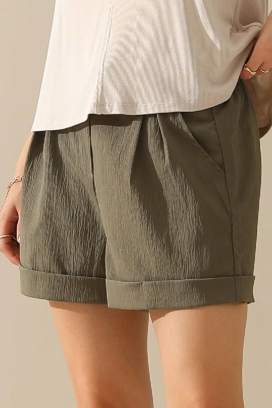 HIGH WAIST BELTED POCKET SHORT PANTS Cozy Jogger Leggings