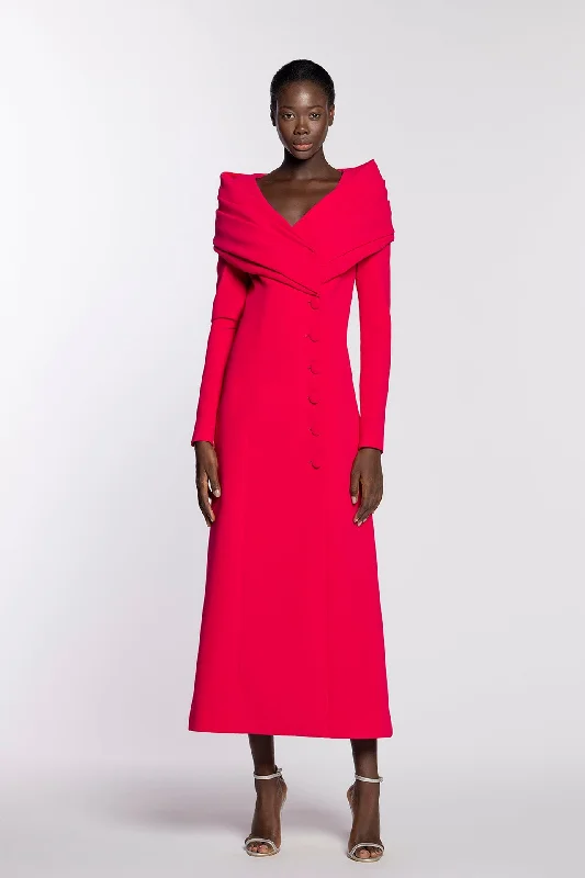 Pleated collar jacket style crepe dress Satin Fabric Silk Fabric Chiffon Fabric