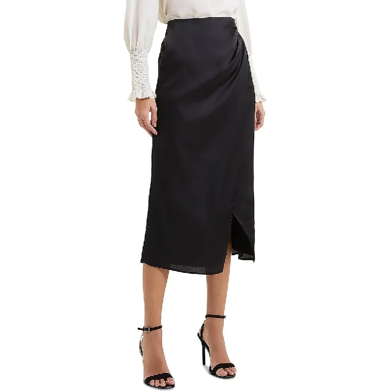 French Connection Womens   Solid Satin Wrap Skirt chiffon skirt lightweight