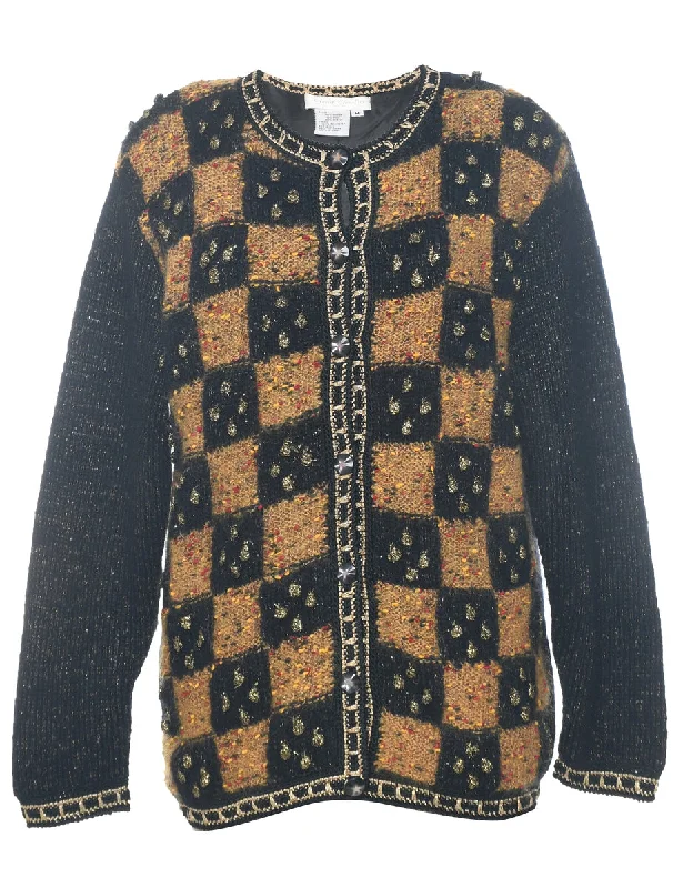 Lurex Thread Pattern Cardigan - M Cotton Fabric Linen Fabric Terry Fabric