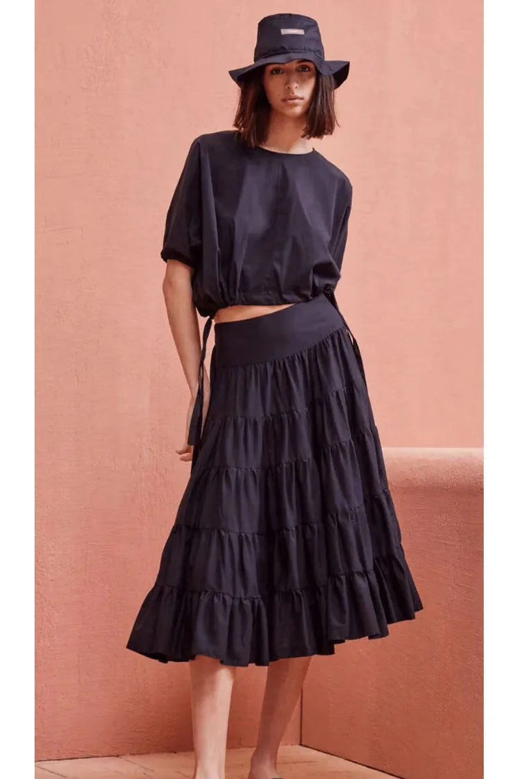 Devotion Twins Eliana Skirt 024.317G | Black elastic waist skirt
