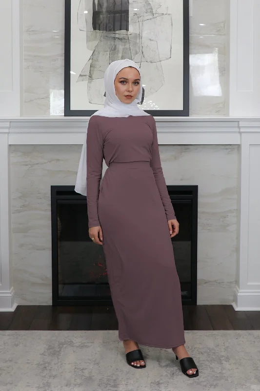 Luxe Spandex Maxi Skirt - Dark Lavender floral skirt print