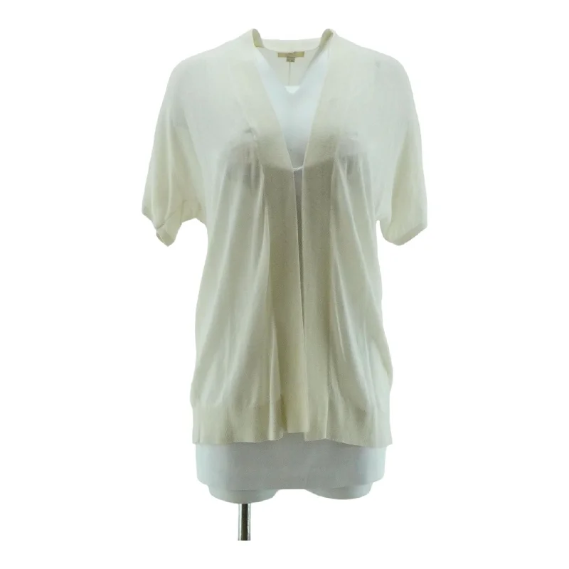 Ivory Solid Cardigan Sweater Knit Fabric Woven Fabric Fleece Fabric