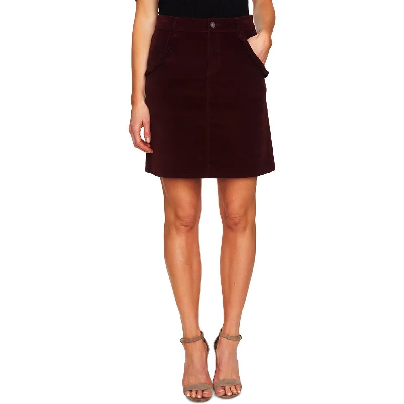 CeCe Womens Corduroy Ruffled Mini Skirt slim fit skirt