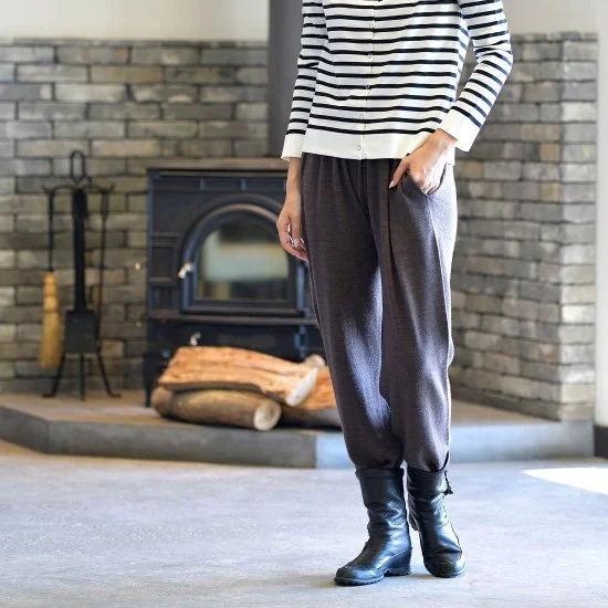 Tummy-wrap / Stretchy knit pants Regular Type Machine Washable Wool with Pockets Modern Skinny Pants