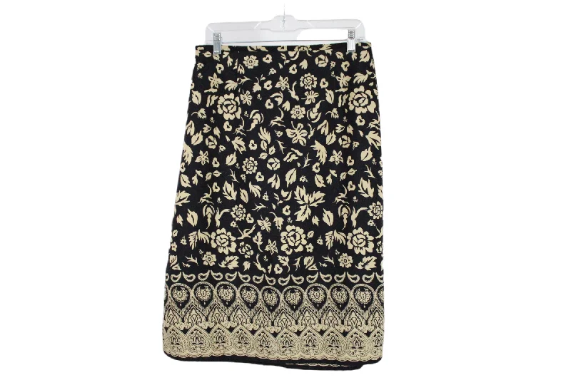 Black Pattern Skirt | 12 Petite wrap skirt elegant