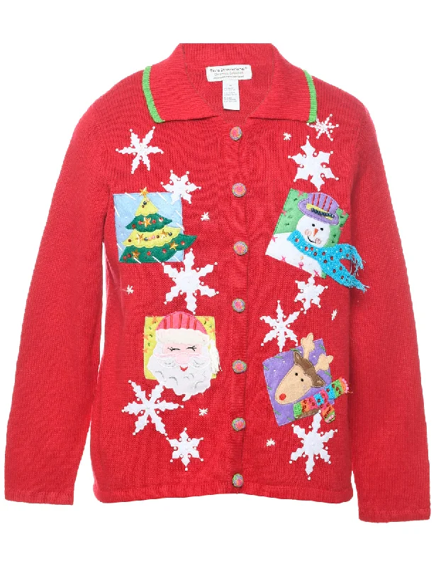 Snowfall Design Christmas Cardigan - M Stretchy Elastic Breathable