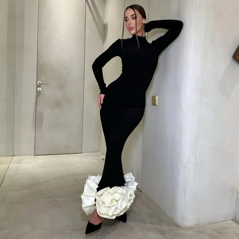 Lunivop Autumn Winter Maxi Dress for Women Fashion Flower Slim Evening Party Dresses Black Elegant Long Sleeve Christmas Outfits Tunics Office stylish Lunivop Autumn Winter Maxi Dress for Women Fashion Flower Slim Evening Party Dresses Black Elegant Long Sleeve Christmas Outfits Tunics Office stylish