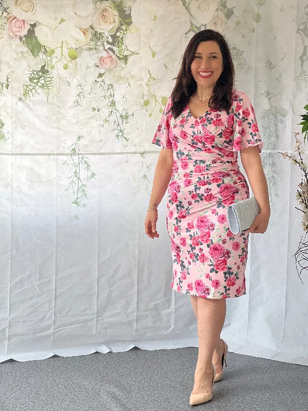 Tia Pink Floral Party Dress Tunics Hiking breathable