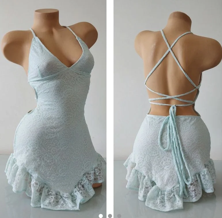 Backless Lace Homecoming Dress Sexy Party Dress  Y2601 Chiffon Maxi Beach