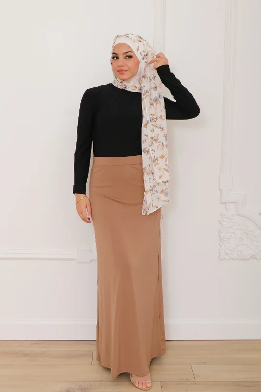 Tan Spandex Maxi Skirt silk skirt elegant