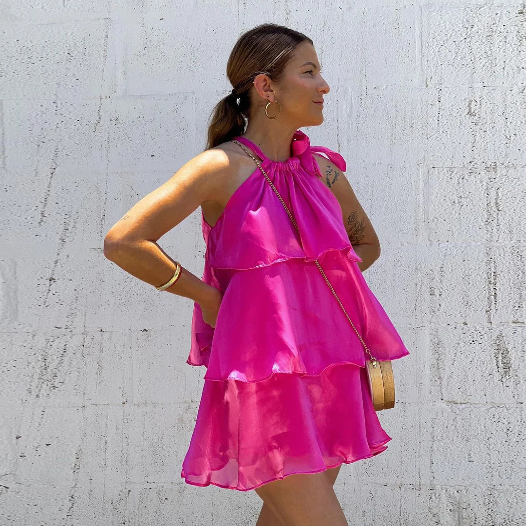 Lunivop Fashion Short Summer Women Dress Hot Pink Tiered Ruffled Tulle Dresses Sexy Halter Chiffon Beach Party Dresses For Vocation Tunics Leisure comfortable Lunivop Fashion Short Summer Women Dress Hot Pink Tiered Ruffled Tulle Dresses Sexy Halter Chiffon Beach Party Dresses For Vocation Tunics Leisure comfortable