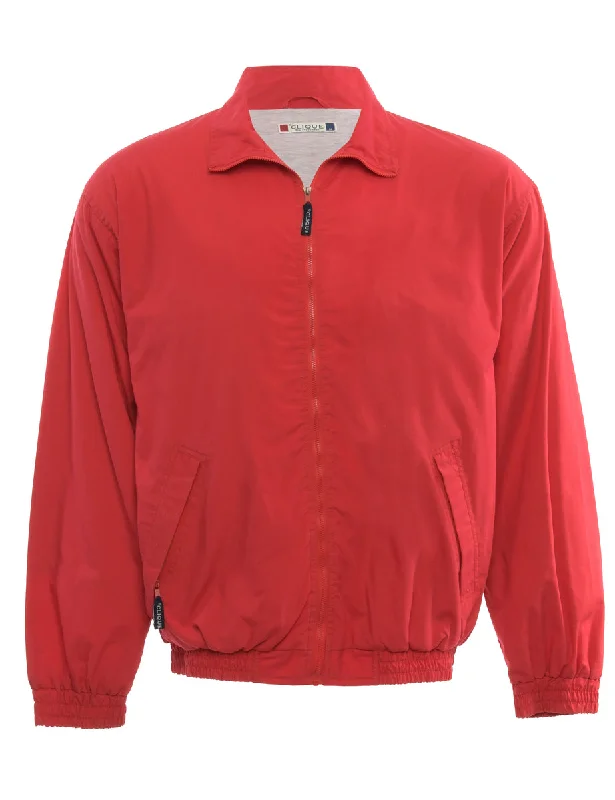Zip Front Red Jacket - M Print Jacket Jacquard Jacket Embroidered Jacket