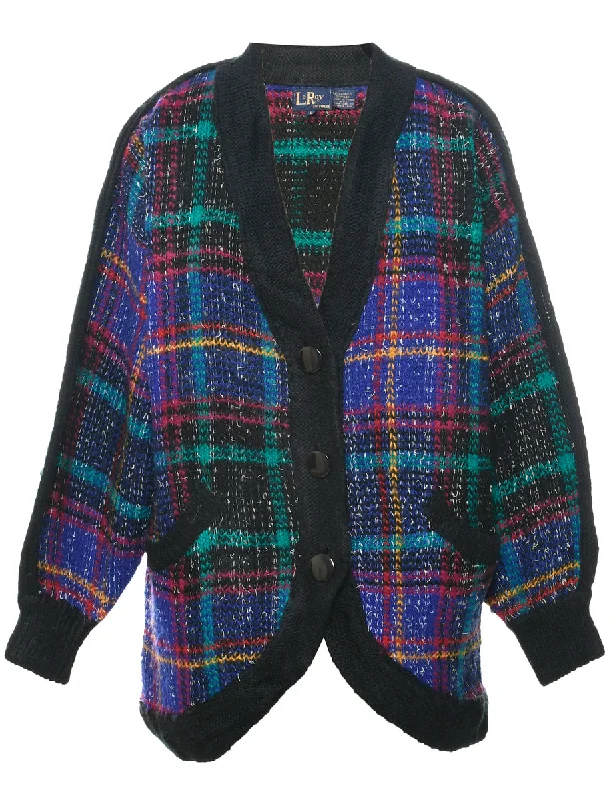 Multi-colour Cardigan - L Notch Collar Peter Pan Collar Cowl Neck