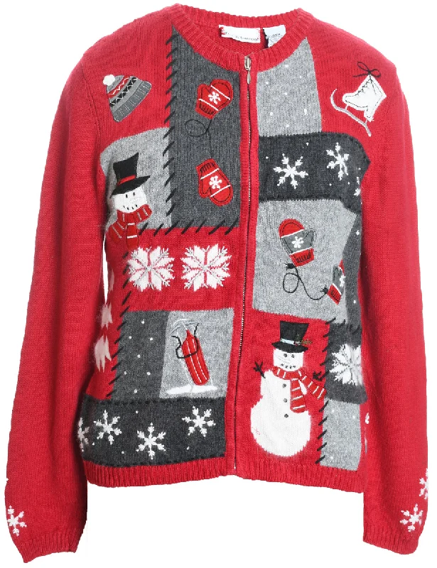 Snowman Christmas Cardigan - S Wool Fabric Cashmere Fabric Tweed Fabric