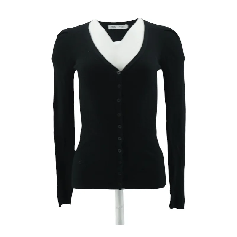Black Solid Cardigan Sweater Lightweight Heavyweight Midweight