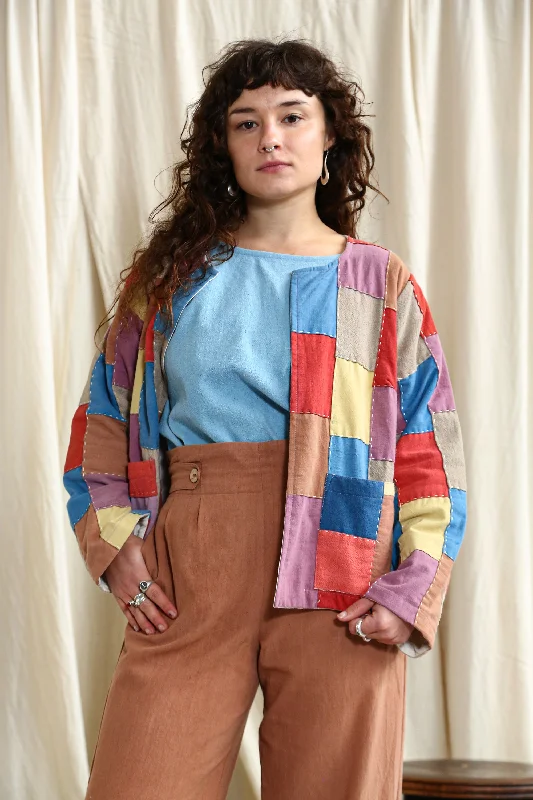 Waste Not Want Not Jacket Patchwork Welt Pockets Slit Pockets Flap Pockets