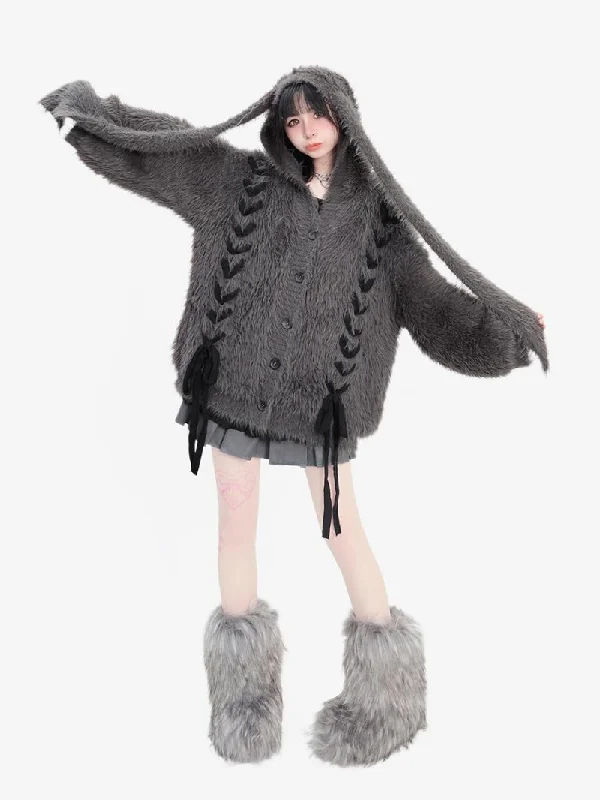 Plush Faux Mink Thick Cardigan Sweater Jacket Modern Contemporary chic