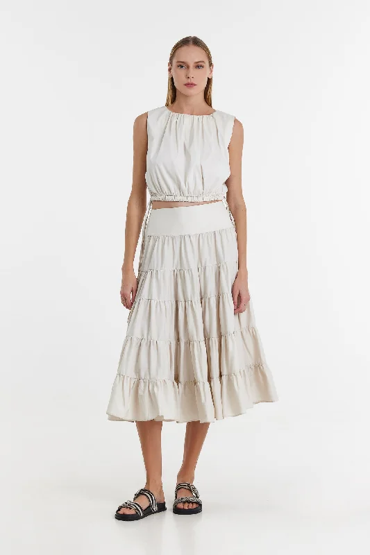 Devotion Twins Eliana Skirt 024.317G | Off White zip skirt side