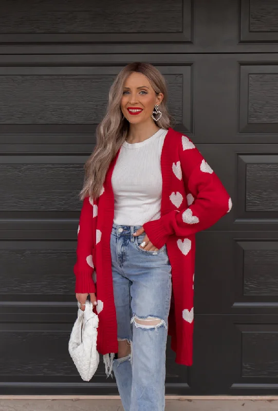 Love Me Or Not Heart Print Cardigan | S-XL Wool Cardigan Cotton Cardigan Cashmere Cardigan
