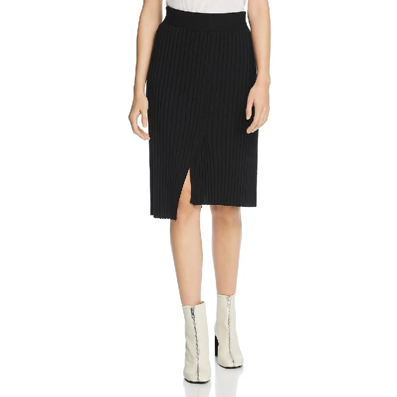ATM Womens Merino Wool Ribbed Skirt silk skirt smooth