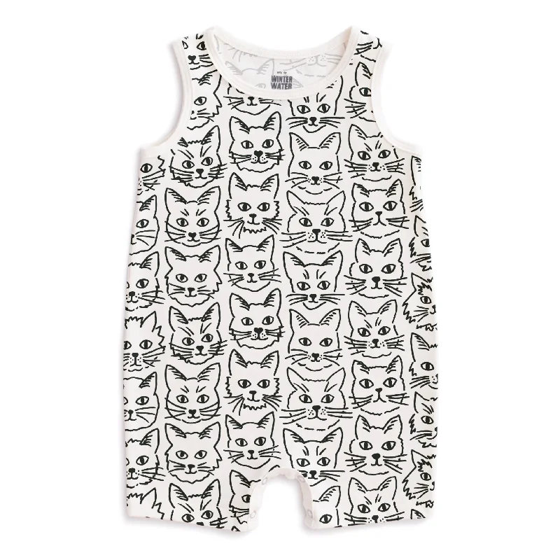 Tank Top Romper - Kitties Black bright tank top