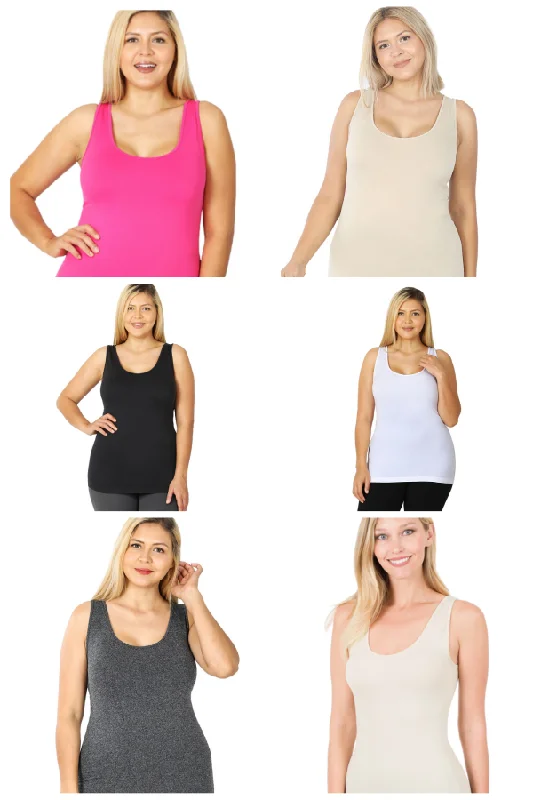 Beautifully Basic Scoop Neck Seamless Stretch Tank - Various Colors ivory tank top