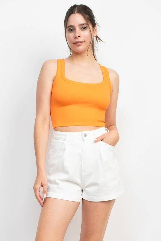 Scoop Neck Basic Tank Top long tank top