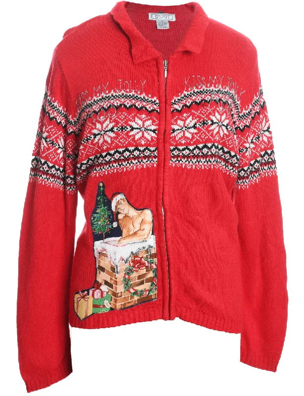 Festive Season Nordic Cardigan - M Silk Blend Satin Velvet