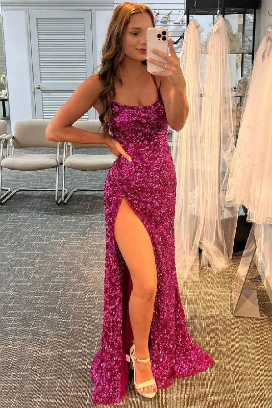 Fuchsia Shiny Sequins Evening Party Dresses Mermaid Long Prom Dresses Tunics Designer luxury Fuchsia Shiny Sequins Evening Party Dresses Mermaid Long Prom Dresses Tunics Designer luxury