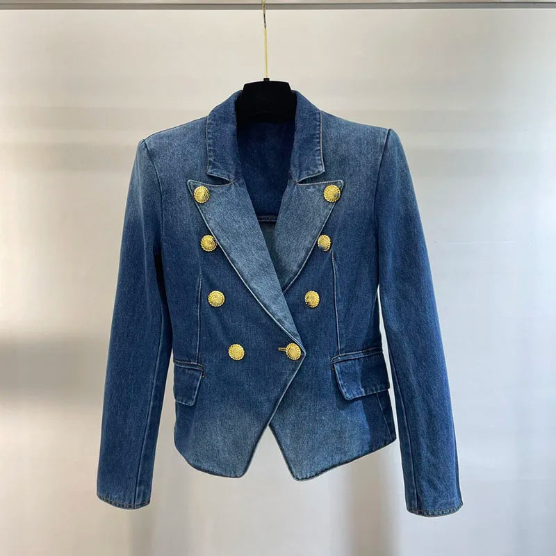 Old Washed Double-Buttoned Denim Jacket Tailored Jacket Straight Jacket A-Line Jacket Old Washed Double-Buttoned Denim Jacket Tailored Jacket Straight Jacket A-Line Jacket