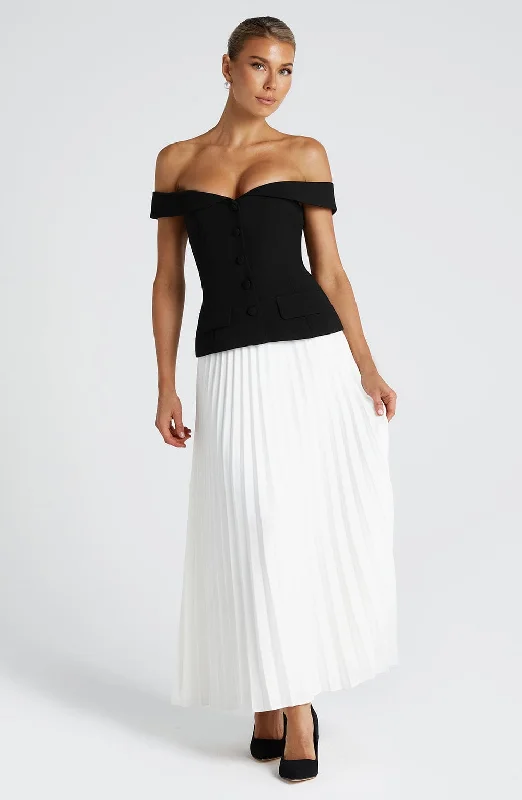 Penny Midi Skirt - Ivory leather skirt sleek