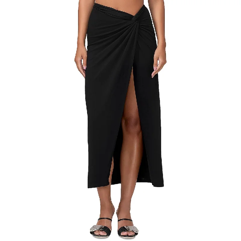 AFRM Womens Lorli Gathered Long Wrap Skirt high slit skirt