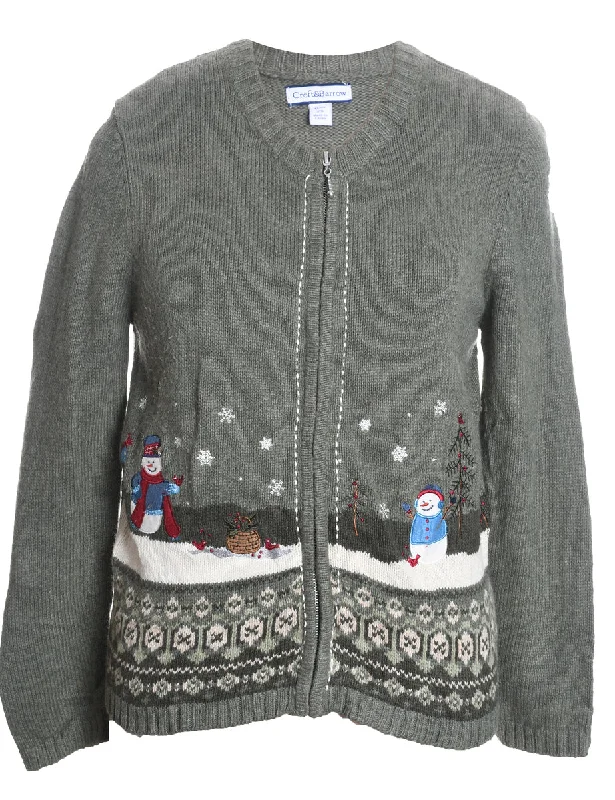 Snowman Christmas Cardigan - S Seamless Knitted Crochet