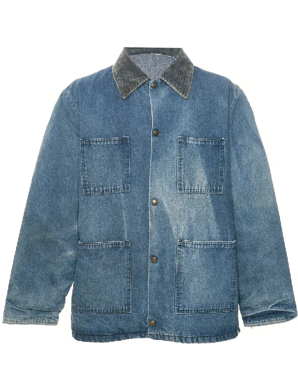 Workwear Barn Denim Jacket - L Print Jacket Jacquard Jacket Patchwork Jacket